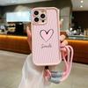 Fashion Smile Pink Love Heart Soft Lanyard Rope Phone Case For iPhone 15 14 13 12 11 16 Pro Max X XS XR 7 Plus Shockproof Cover
