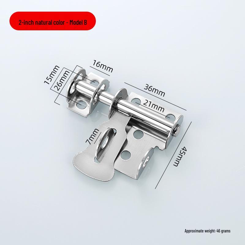 Surface-Mounted 304 Stainless Steel Anti-Theft Door Bolt, No Drilling Needed, for Wooden & Sliding Doors, Thickened Latch