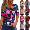 Women's T Shirt Tee Valentine's Day Print Button Short Sleeve Tunic Daily Weekend Fashion Basic V, Neck Regular Top