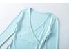 Stretchy Slim-Fit V-Neck Multi-Color Knit T-Shirt for Women (3/4 Sleeve)