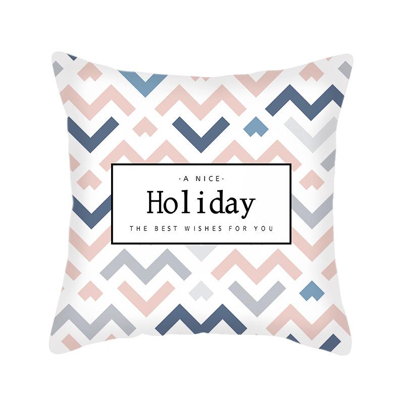 Ins Nordic Style Short Plush Linen Pillowcase Single-sided Printed Cushion Cover Pillowcase