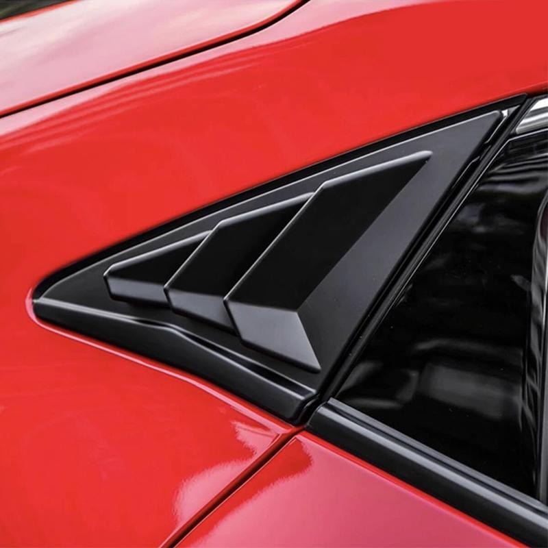 For Honda Civic Type R Hatchback   ABS Rear Quarter Panel Window Side Louver Black Carbon Fiber Color Vent Sticker Cover