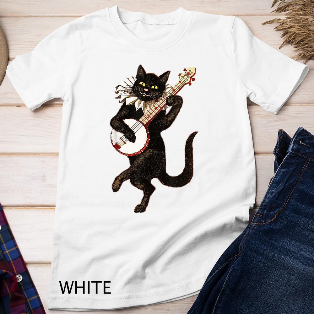 Vintage Silly Weird Cat Playing Banjo Country Cat Lover Gift Unisex T-shirt