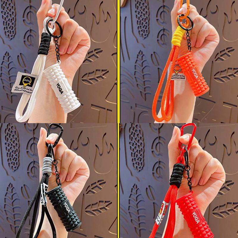 Mini Foam Roller Fitness Keychain Silicone Gym Workout Gifts Outdoor Backpack Pendant Gym-Lockers Decoration For Gym Lovers
