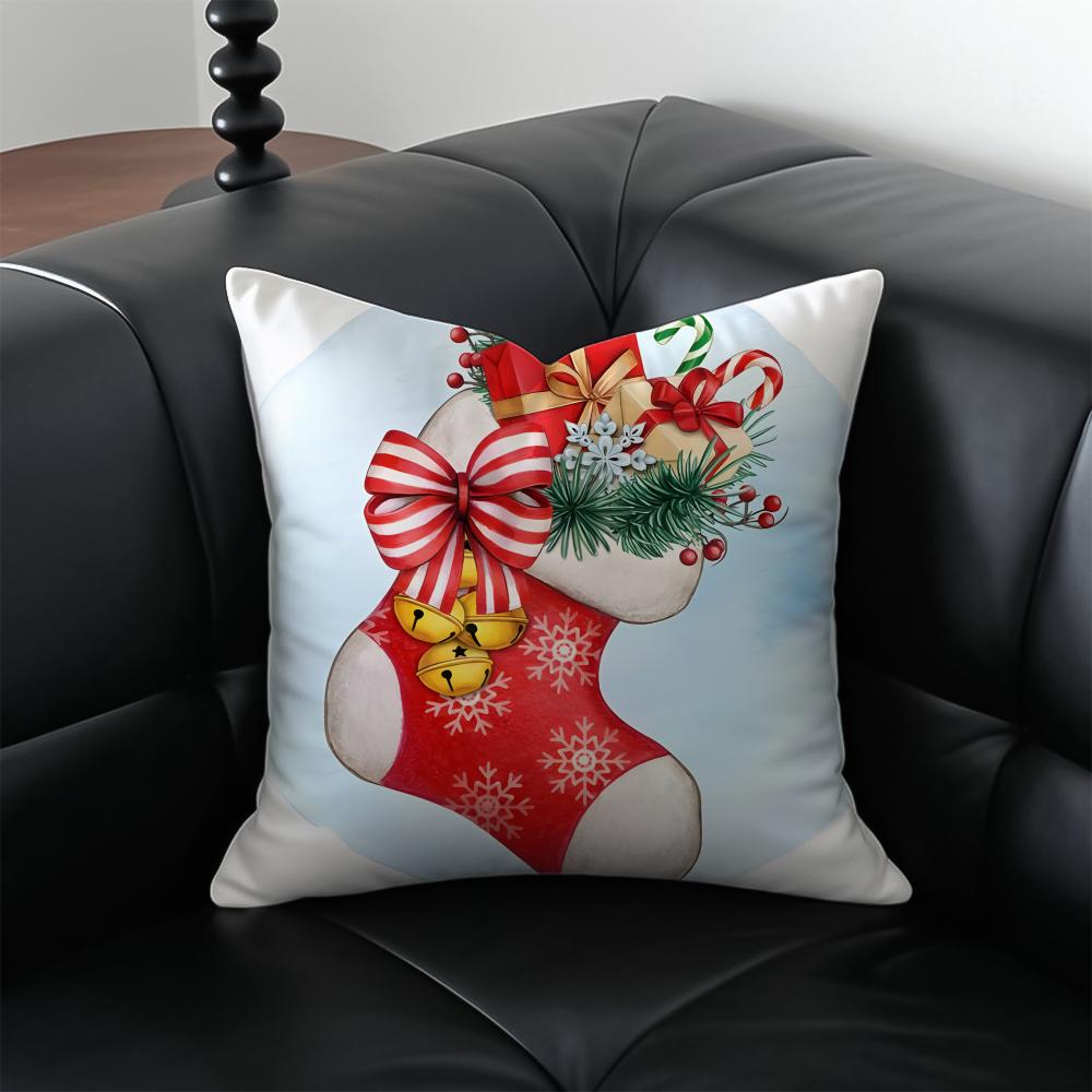 CChristmas Stocking Cushion Cover Pillow Case Antidustmite Invisible zipper silky plush cushion