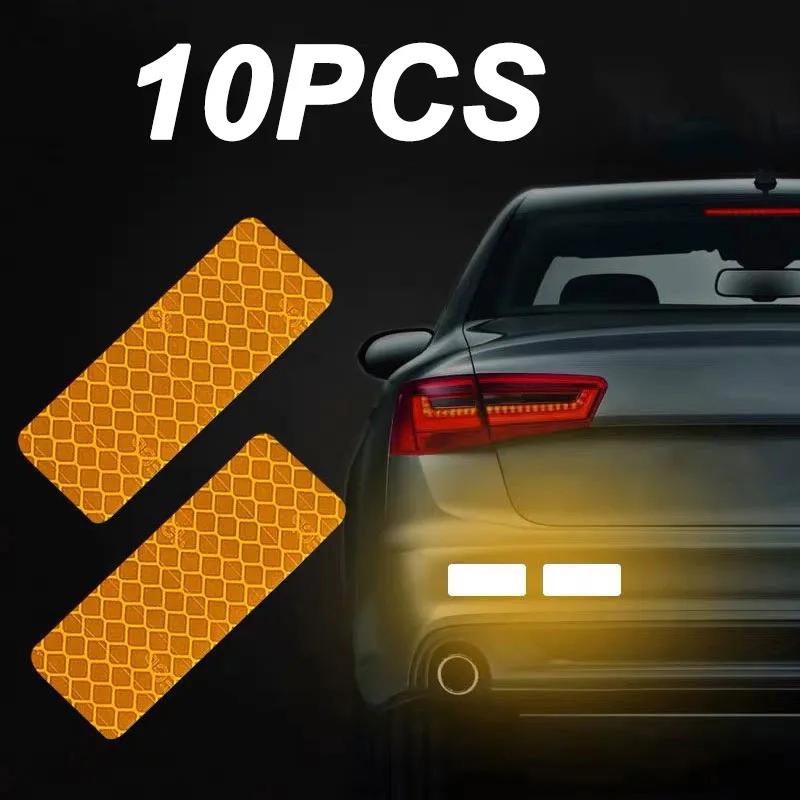 10*Car Door Stickers Motorcycle Bike Sticker Bumper Reflective Stickers Warning Reflector Stickers Auto Exterior Car Accessories