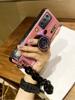 Blue Ray Cartoon Camera Holder Phone Case For Samsung Galaxy Z Fold 3 2 5g Glossy Imd Shockproof Protection Chain Cover