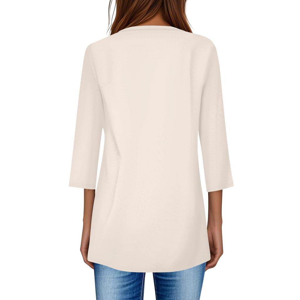 Tunica da Donna a Vestibilità Larga con Maniche a 3/4 e Tasche Frontali Morbido Pullover per Uso Quotidiano Casual