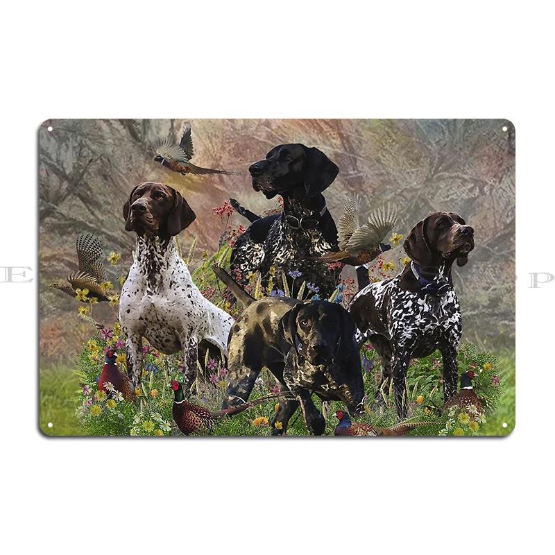 Hunting Pheasant with German Shorthaired Pointer Bird Hunting Season Ready To Hunt Metal Wall Plaque Print Tin Sign Poster