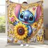 Cartoon S-Stitch Kawaii Flannel Blanket,Ultra Soft Warm Plush Throw for Home Bedroom Bed Sofa Cover Camping Picnic Gift Kids