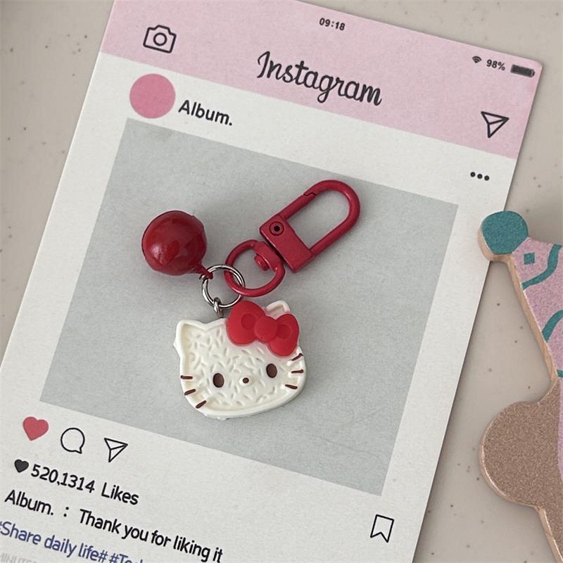 

Cartoon Sanrio Hanging Ornaments Cute Hello Kitty Bell Keychain Bag Sweet Pendants Girly Heart Accessories Kids Birthday Gifts красный