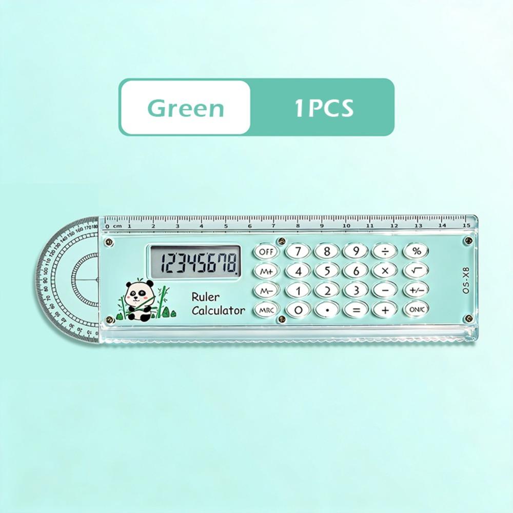 Cartoon 3-in-1 Ruler With Protractor Clear Multi-function Ruler 15cm Straight Ruler Gift зелёный