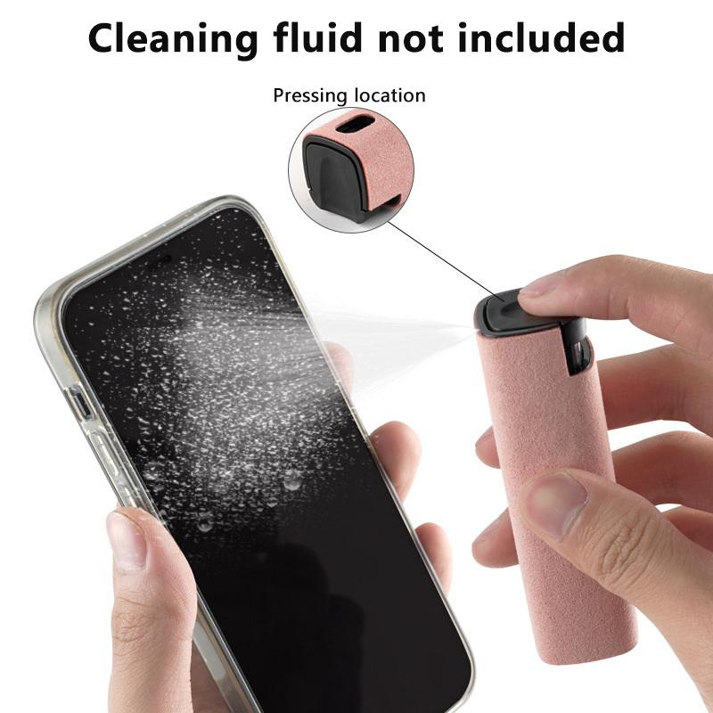 Portable 2 In 1 Phone Screen Cleaner Spray Dispensing Bottle Screen Cleaner Tool Soft Phone Pc Clean Polishing Cloth Glass Clean