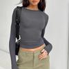 Damskie swobodne koszulki z długim rękawem Wiosna Jesień Jednolity Slim Fit Swetry Koszulki Koszule Damskie Streetwear Koszulki bazowe Topy Casual