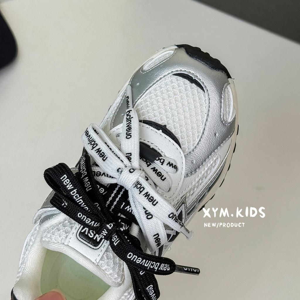 2025 jesień nowe dziecięce buty do biegania moda N-słowo podwójne sznurowanie siateczka oddychające męskie i damskie buty sportowe