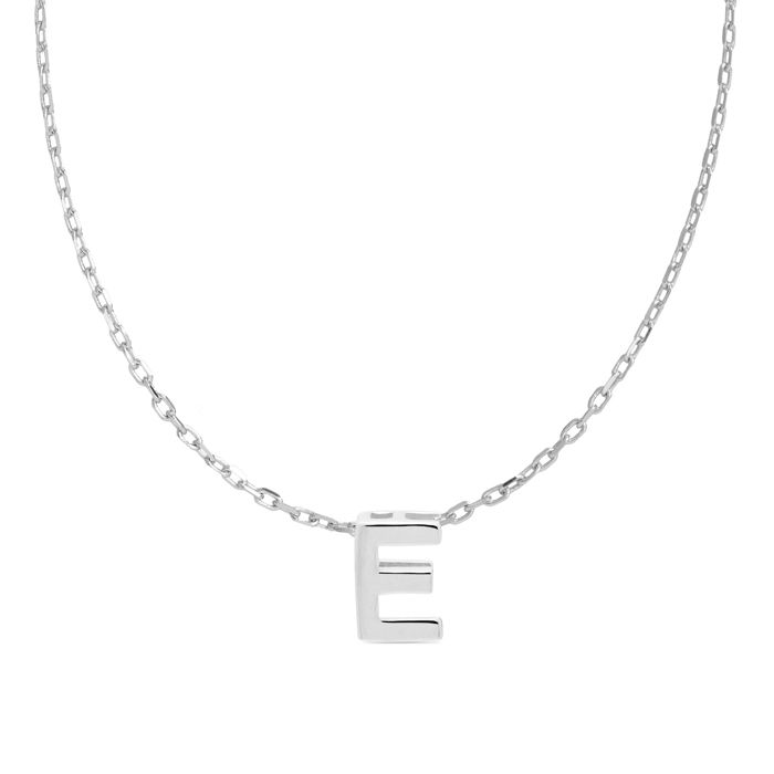 Collier - LUXENTER - Alphabet E - Argent sterling 925 - Finition rhodiée - Oxydes de zirconium