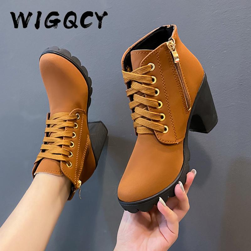 

Ankle Boots Women s Shoes Buckle Round Toe High-heeled Thick-heeled Buckle Boots Anti-skid Warm Short Boots Women Large Size