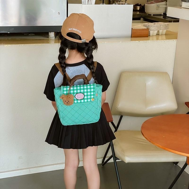 Fun And Playful Kids Backpack Featuring Cute Bear Pendant And Spacious Design For School And Outdoor Activities Green Small