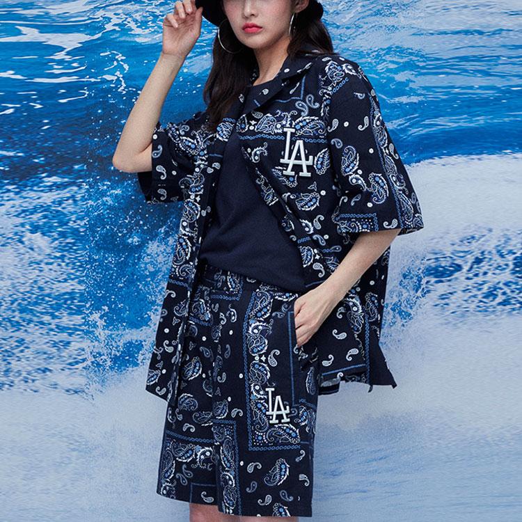 New MLB Base Logo Casual Shorts Unisex Navy Blue 31SMUP131-07N