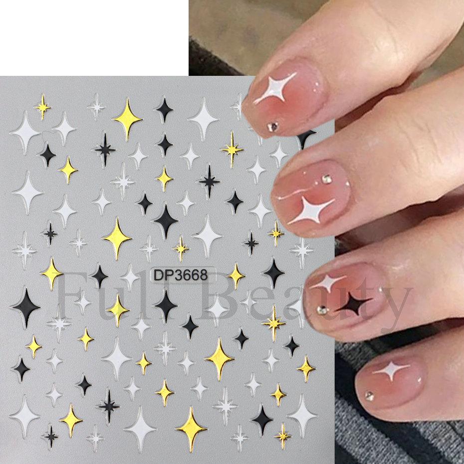 Nail Art Sticker, Star Love Mango Star Dot Gold And Silver Adhesive Nail Sticker.