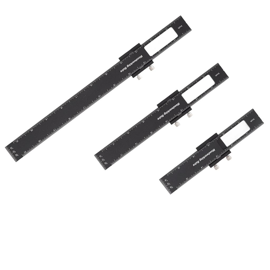3 Pcs Woodworking Ruler Set Aluminium Alloy T Type Scribing Marking Measuring Ruler with Slide