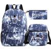 Football Star Print Youth Primary And Secondary School Students Schoolbag Three-Piece Set Men'S And Women'S Backpack