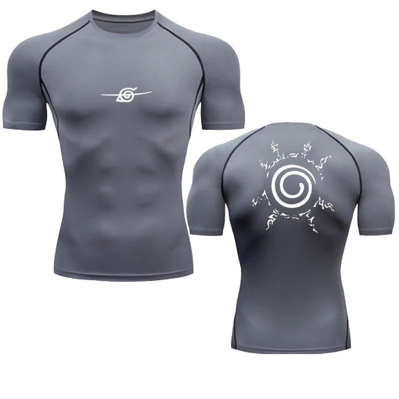 Camisas de compressão masculinas anime esporte secagem rápida ginásio tshirts fitness topos t verão outono masculino