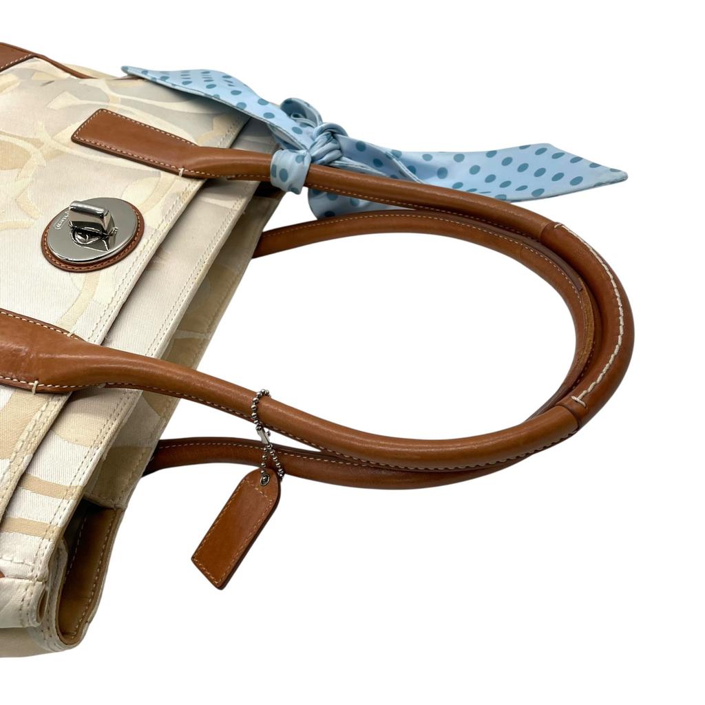 Used COACHHandbag white/Brown Canvas/leather Women