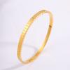 Women's Luxury Elastic Block Texture Stainless Steel Bangle Radiant Gold Plated Bracelet for Daily Style