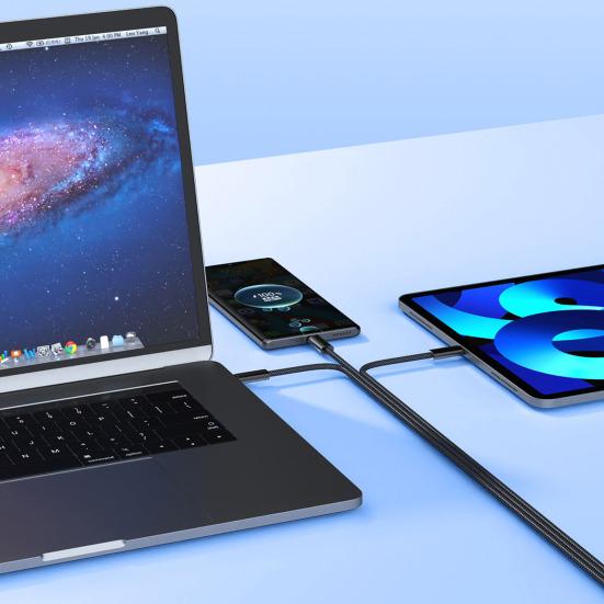 Magnetic Data Cable Braid USB C Cable Retractable Fast Charging Cable for IPhone Laptop Car Charger Travel