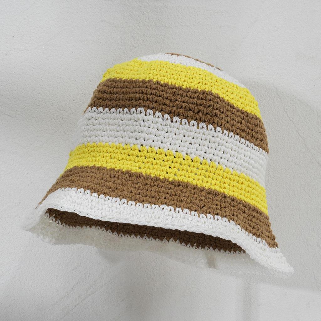 Women's Cute Braided Striped Bucket Hat - Versatile Knitted Cap for Casual Wear, Skiing, and Travel