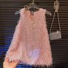 Girls' Summer Princess Dress with Fringe and Round Neckline - Birthday Party Dress