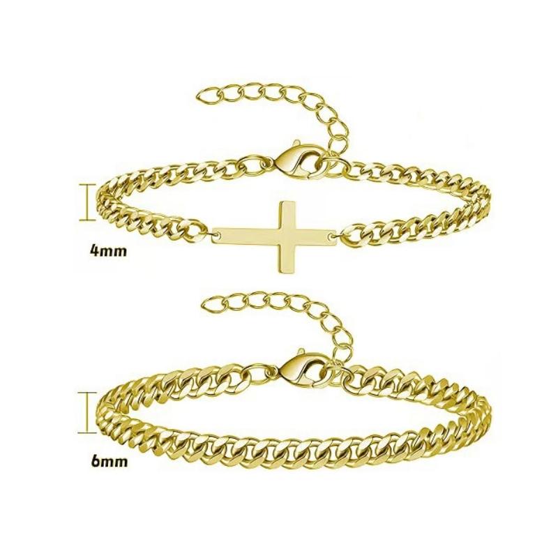 

2 шт./компл. Цепочный браслет для мужчин из стерлингового серебра и нержавеющей стали, браслеты с веревочным плетением, набор браслетов для мужчин, папы, мужа золотой