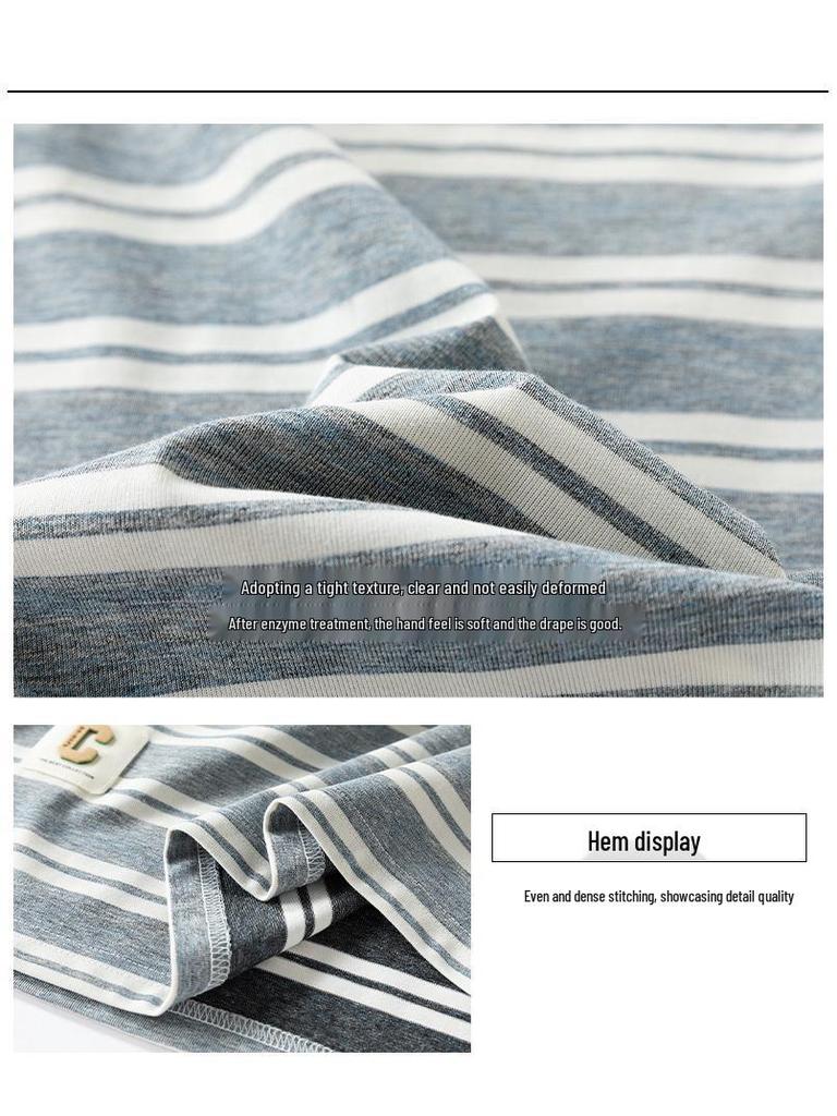 Kunhai Pengyun Men's Striped Short Sleeve Summer Loose Trend Japanese T-shirt