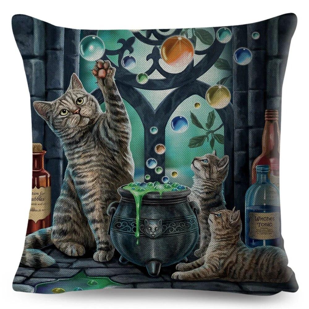 Pet Cartoon Animal Pillowcase Cute Watercolor Cat Cushion Cover Decor Sofa Home Car Children's Room Pillowcase