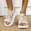 New 2023 Lace-up Peep-toe Fly-knit Casual Women's Sandals, Size 43, Plus Size, European and American Style.