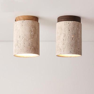 Japanese Ins Style Yellow Cave Stone Ceiling Light - Cream Cylinder Surface Mounted for Corridor Entrance