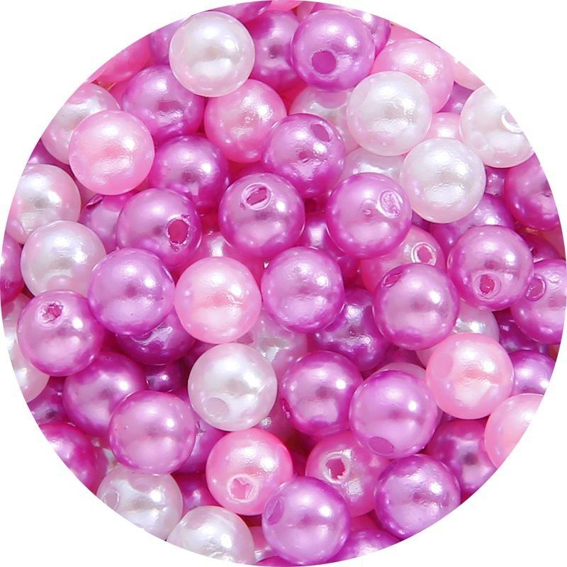 Color Abs Perforated Imitation Pearl Loose Beads Diy Hand-Woven Beaded Bracelet Homemade Jewelry Material