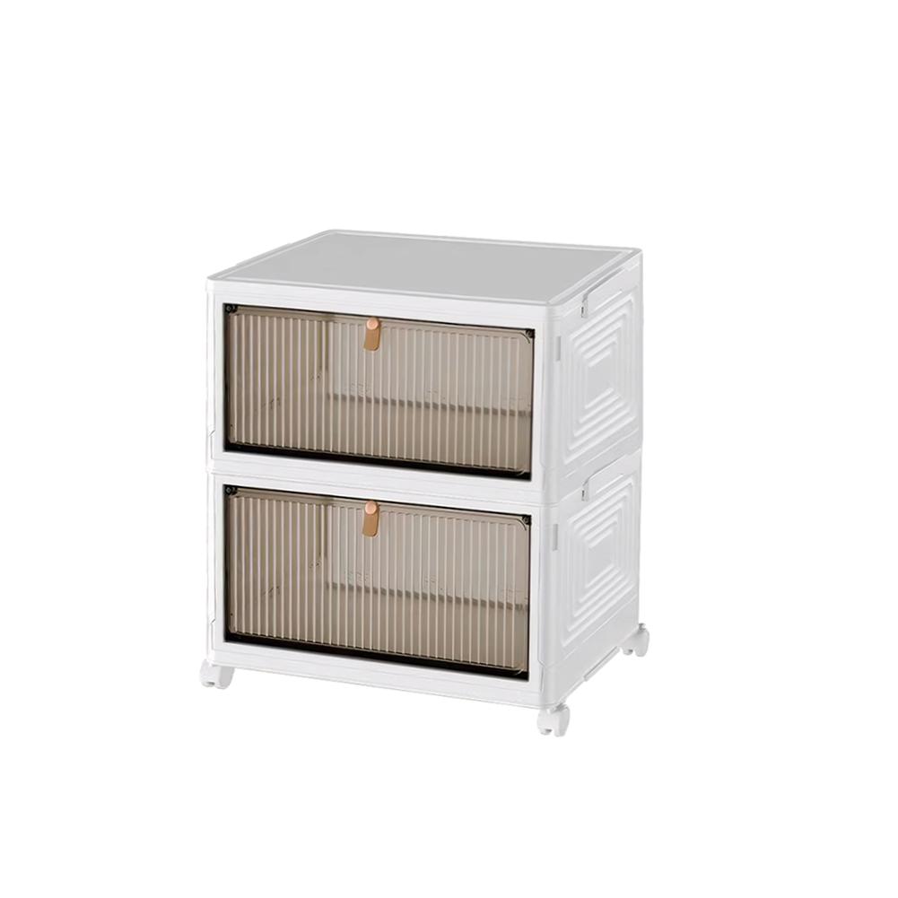 1/2/3/4/5/6 Tier Plastic 23QT Storage Bin W/ Lid W/ Wheel Magnetic Door Foldable Storage Box for Living Room Office Dorm