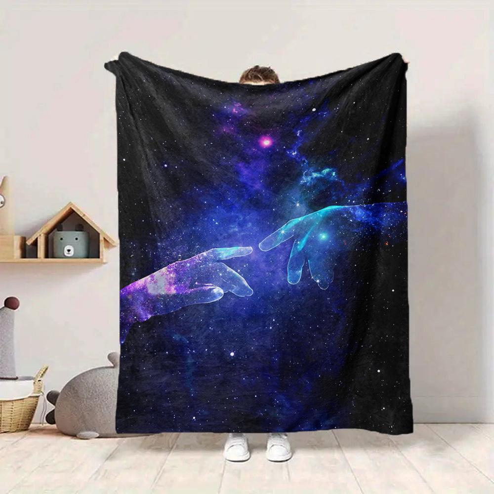 1pc Galaxy Hands Blanket, Lightweight Flannel Throw Blanket for Sofa, Bed, Travel, Camping, Living Room, Office, Couch042