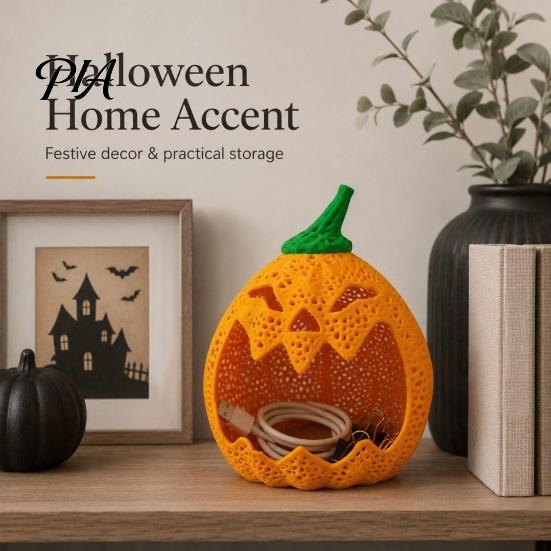 Decorative Candy Bowls for Party Hollow Pumpkin Storage Ornament Halloween, Holder, Creative Holiday Treat Holders Home Desktop Organizer with Stable
