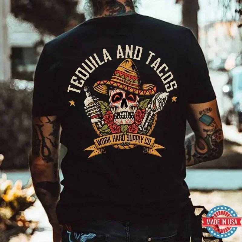 TEQUILA AND TACOS Skull and Roses Black Print T-Shirt XS