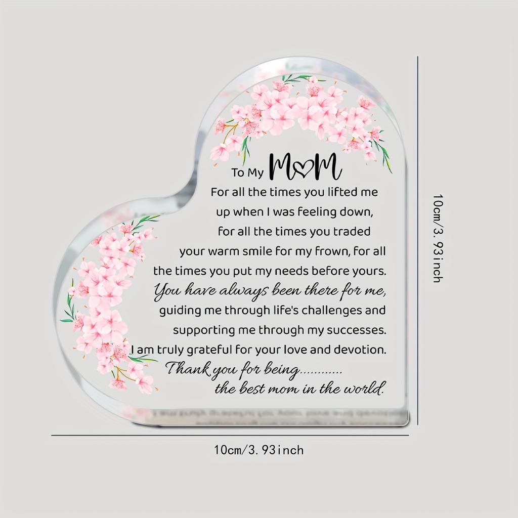 1pc Modern Acrylic Mother'S Day Gift for Mom - Heartfelt Keepsake with Floral Design, No Batteries Needed, Perfect for Home Decor or Special Occasions