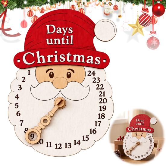 Rustic Holiday Decor Christmas Advent Calendar Wooden Hanging Sign, 24 Days Welcome Sign with Rope, Decorative Wall Santa Countdown Decorations