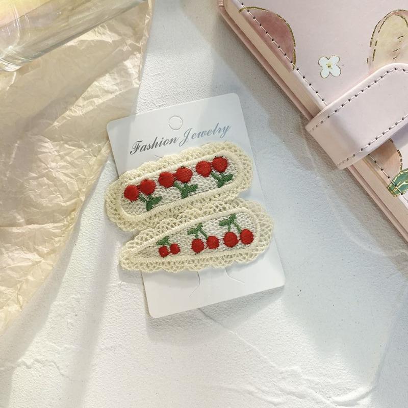 

Sweeembroidery Hair Accessories Girl Heart Lace Side Clip Cute Children s Hair Accessories Pastoral Fruit Hairpin