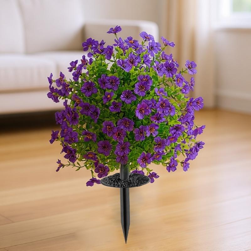 Artificial Plant Outdoor 22Inch Artificial Flower Ground Stake Weather Resistant Plastic Flower For Garden Patio Yard