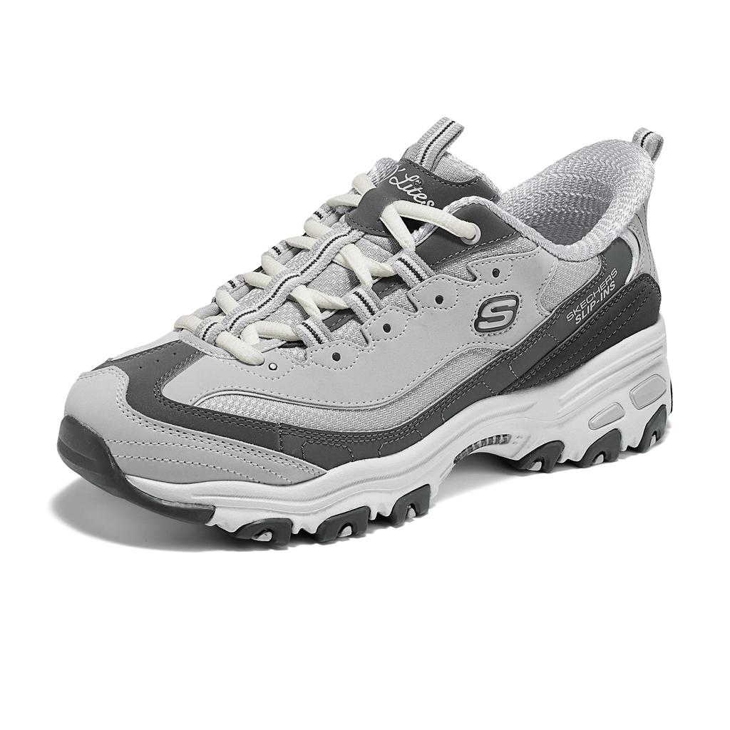 Skechers DLites Cómodas Versátiles de Caña Baja Zapatillas Papá Mujer Grises 150721-GRY