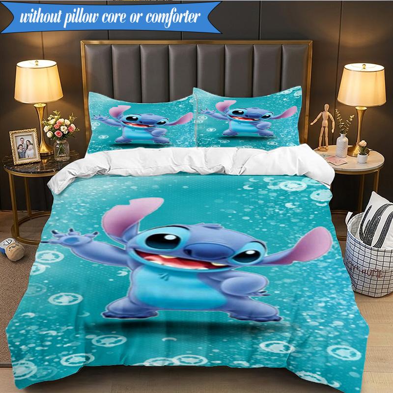Cartoon Sti Alien 3pcs K-pop music group Bedding set,Ideal for Bedroom, Dormitory,Including Duvet Cover And 2pcs Pillowcases,Fan gifts