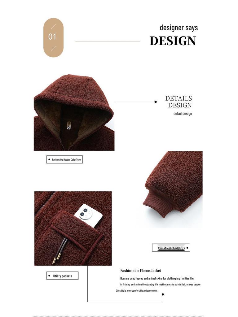 Winter Plush Hooded Jacket for Middle-aged and Elderly Women - Thickened Warm Cotton Outerwear