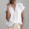 European Style Summer Women Casualv Short Sleeve Solid Color Cotton